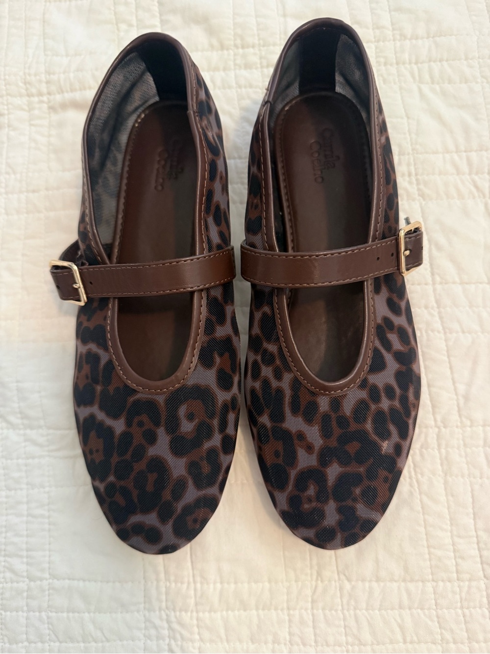 Camila Coelho Brown Leopard-Print Mary Jane Flats